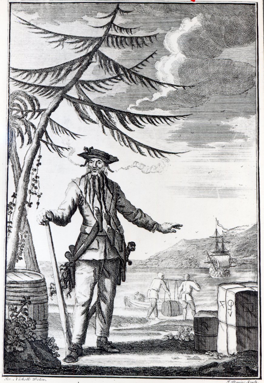 Captain Teach, almindeligvis kaldet Blackbeard, ca. 1734 af Thomas Nicholls