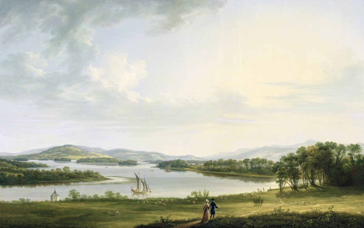 En udsigt over Knock Ninney og en del af Lough Erne fra Bellisle, County Fermanagh, 1771 af Thomas Roberts
