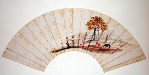 Fan, der forestiller træet kendt som Jacobs Ladder i Charlton Park, øst for Cheltenham, ca. 1745 (se også 151248) af Thomas Robins