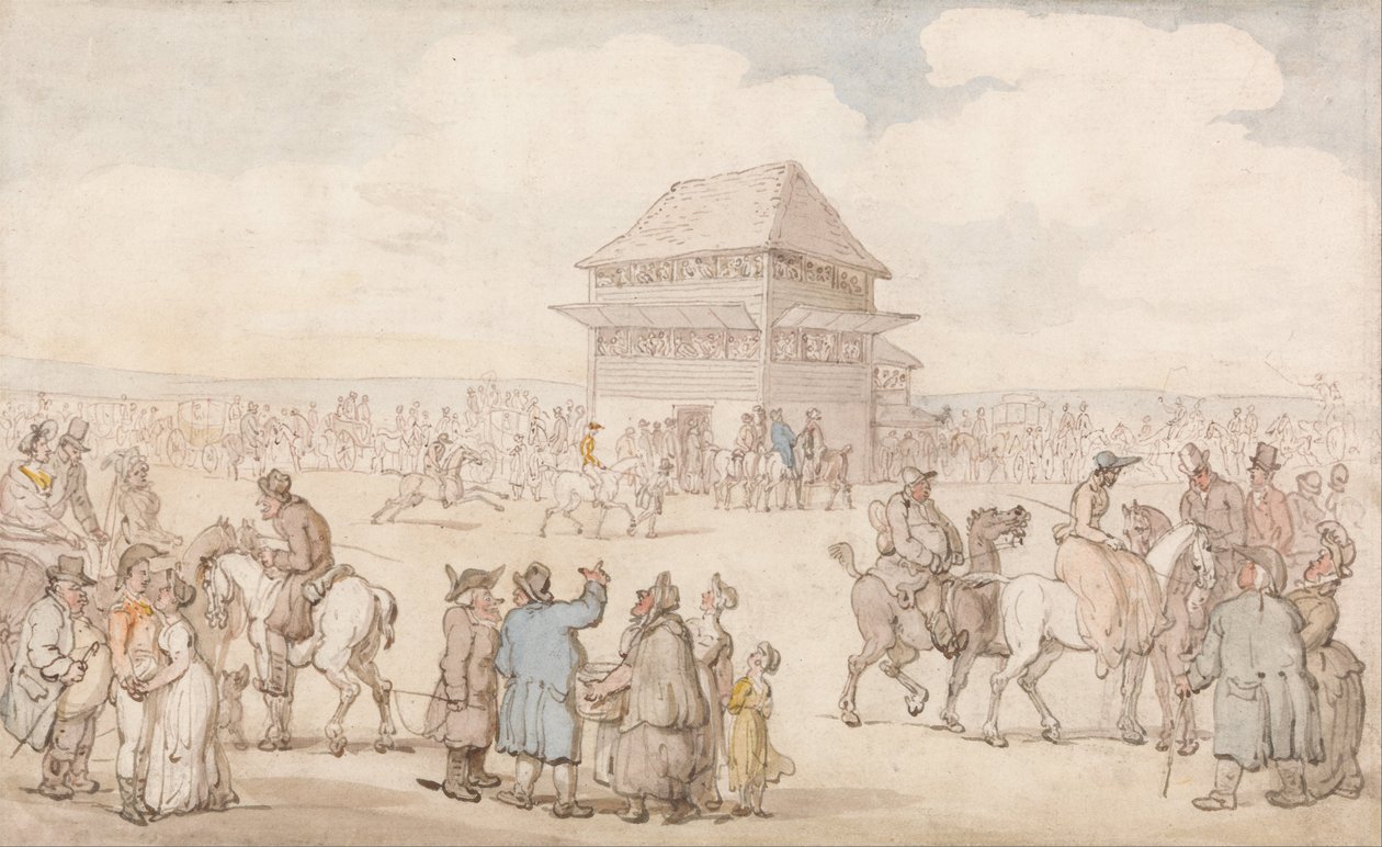 Et overfyldt racemøde af Thomas Rowlandson