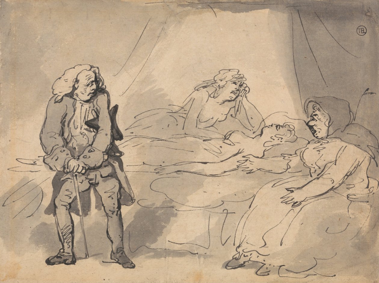 En scene med dødsleje af Thomas Rowlandson