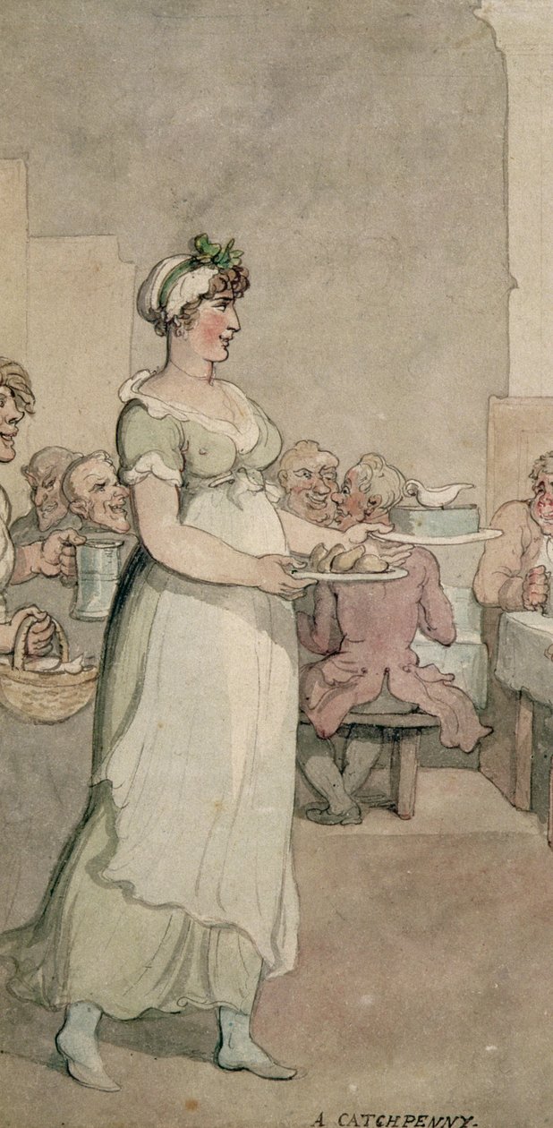 En Penny Slap Bang Shop pen & blæk og wc på papirdetalje af 202933 af Thomas Rowlandson