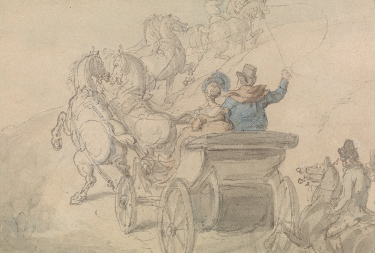 En Phaeton og seks af Thomas Rowlandson