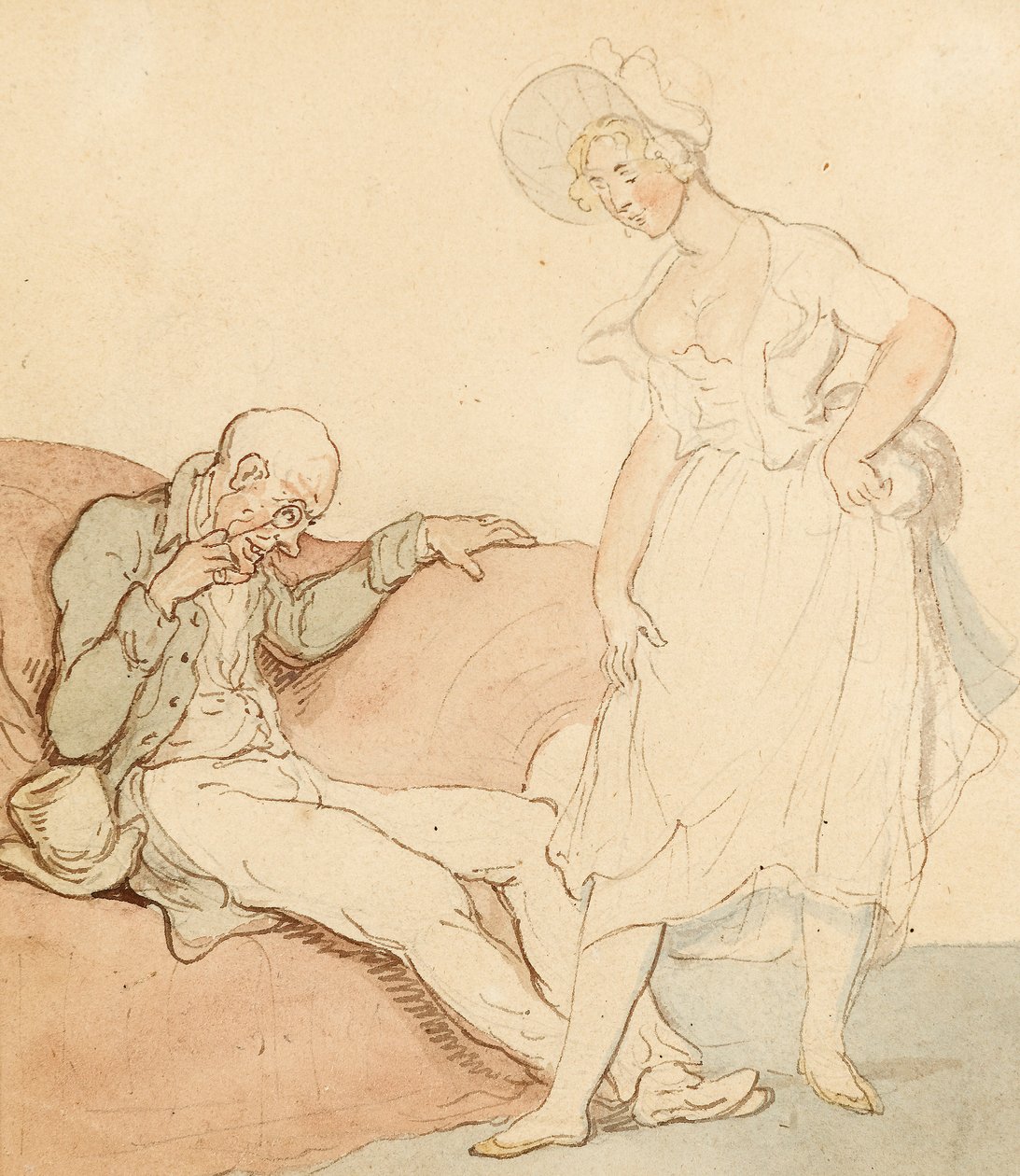 A Pretty Pair (pen og blæk med vask på papir) af Thomas Rowlandson