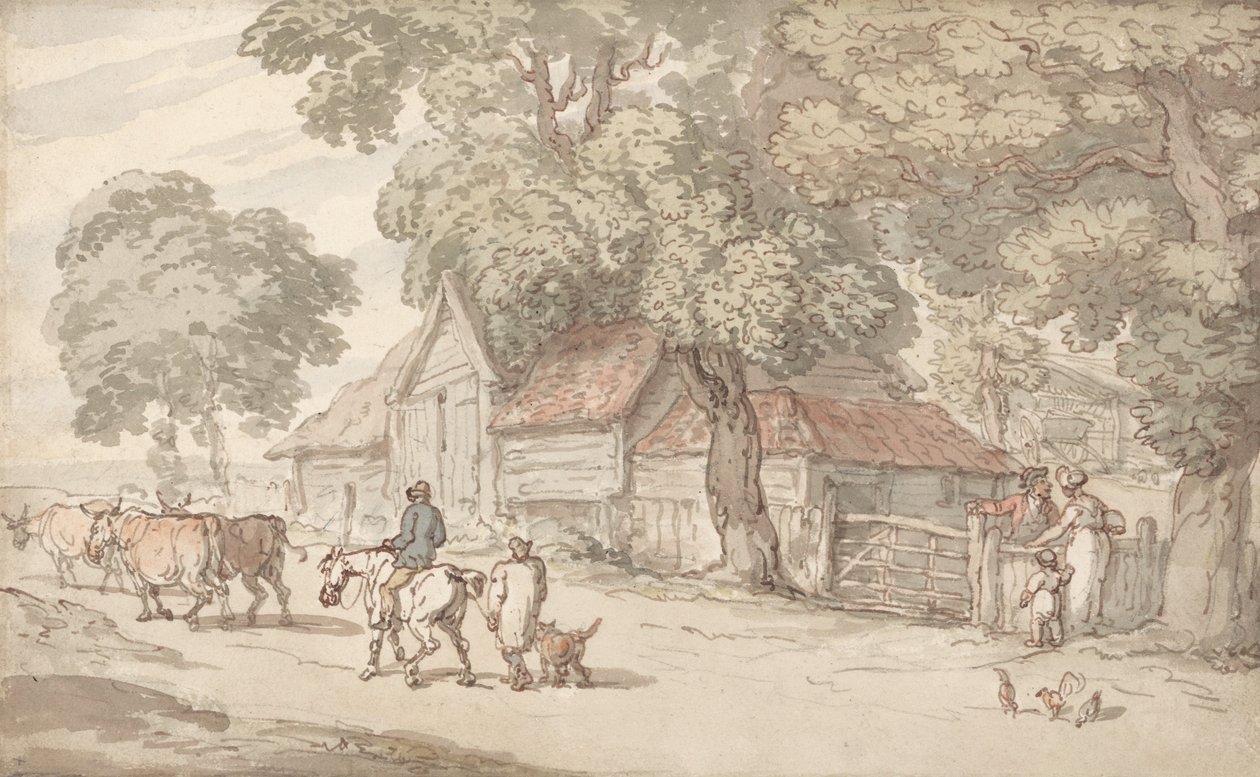 En vej ved en gård af Thomas Rowlandson