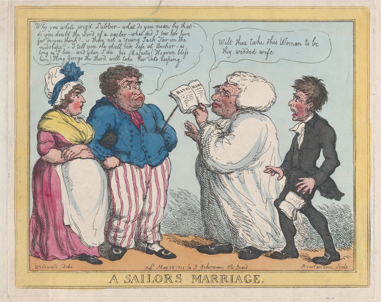 A Sailors Marriage, 1805 (farvet radering) af Thomas Rowlandson