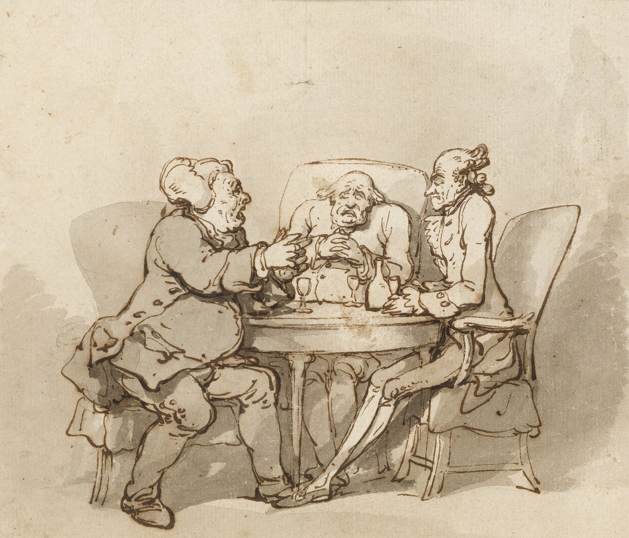 A Talk Me Dead Fellow (pen og blæk med vask på papir) af Thomas Rowlandson