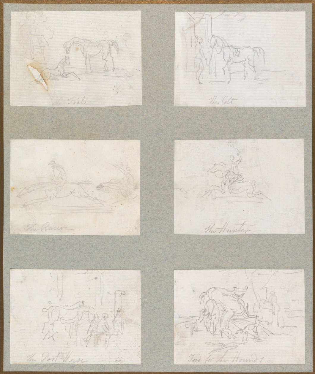 Hestens alder- Føllet, Fjølen, Raceren, Jægeren, Posthesten, Mad til hundene af Thomas Rowlandson