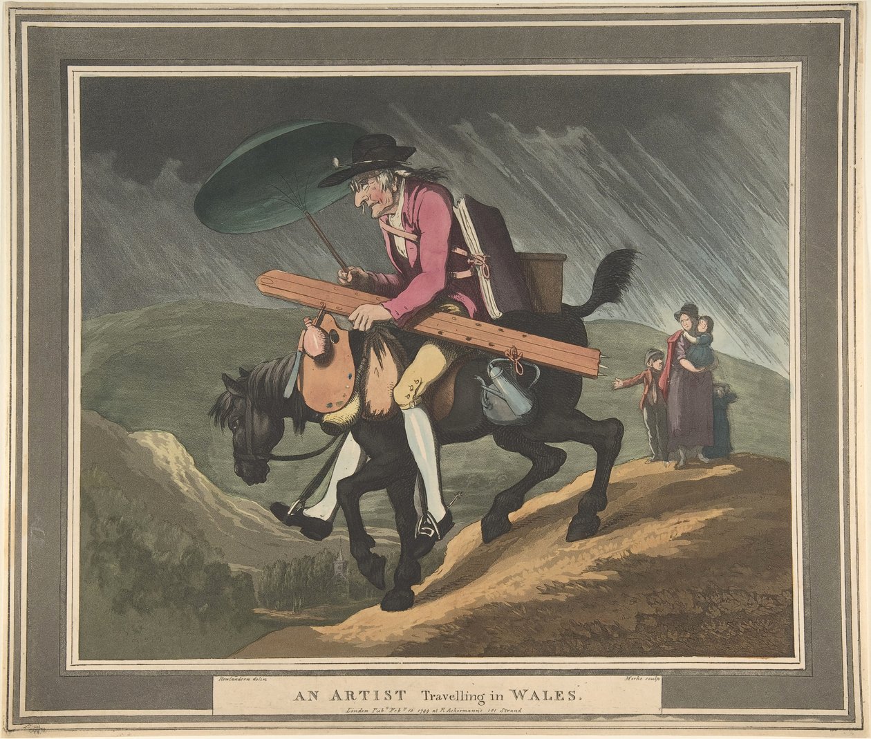 En kunstner på rejse i Wales, pub. 1799 (håndfarvet radering af Thomas Rowlandson
