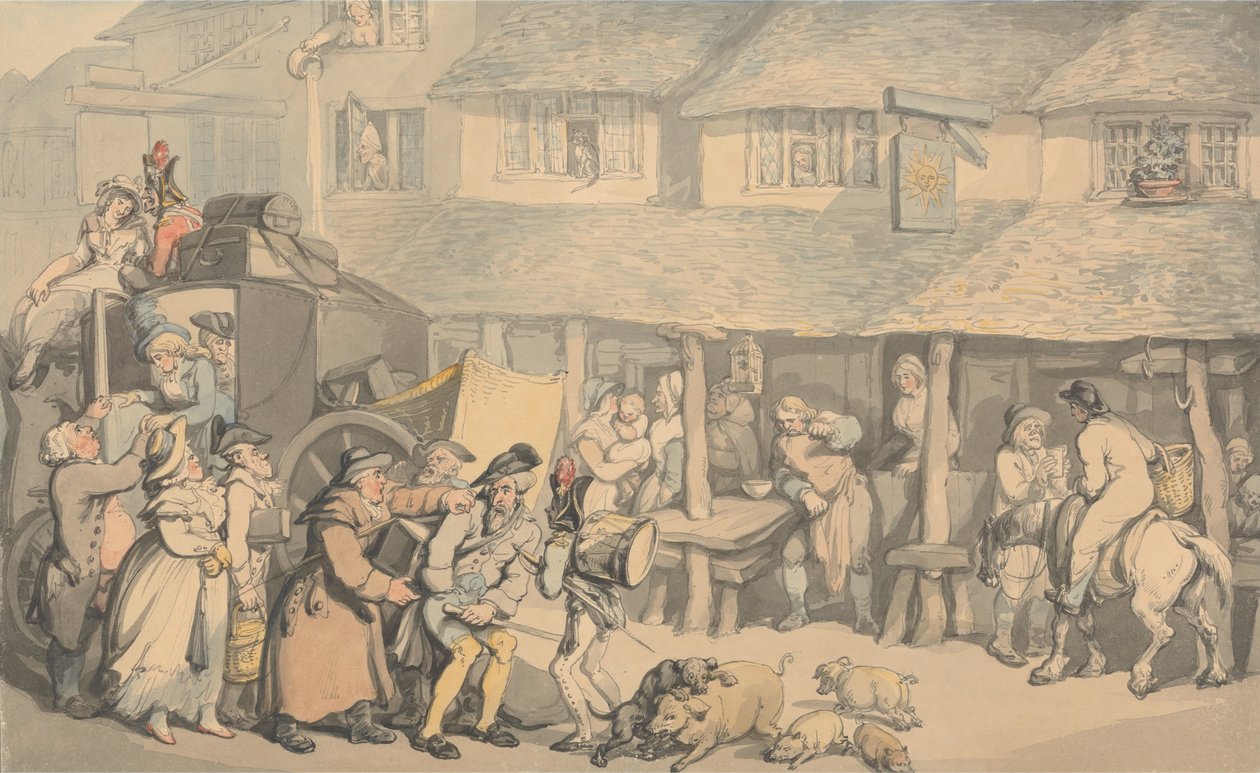 Bodmin Cornwall- Scenetrænerens ankomst af Thomas Rowlandson