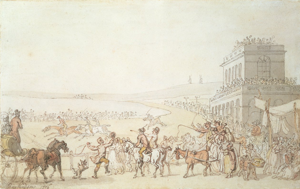 Brighton Races, 1816 (pen, wc og blyant på papir) af Thomas Rowlandson