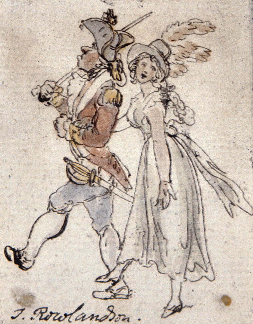 Karikatur (håndfarvet radering) af Thomas Rowlandson
