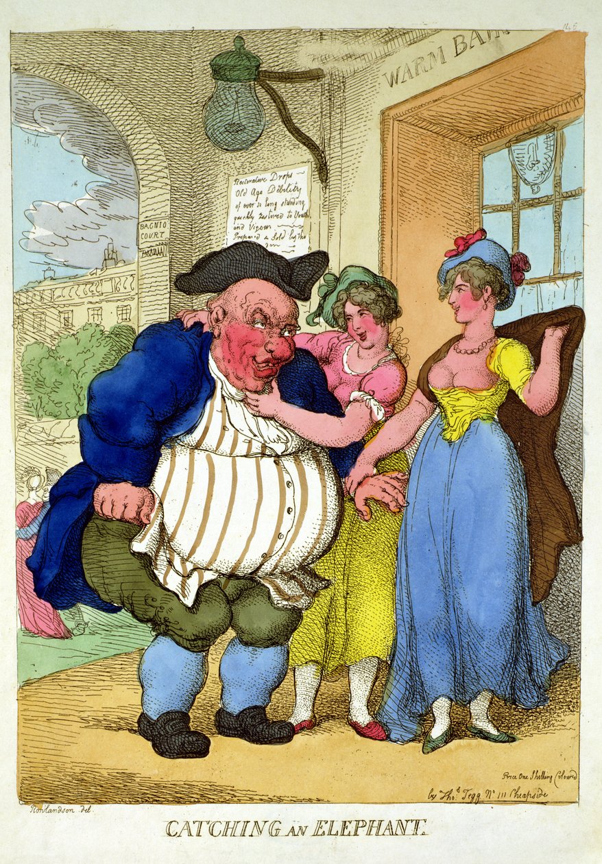 At fange en elefant, 1812 af Thomas Rowlandson