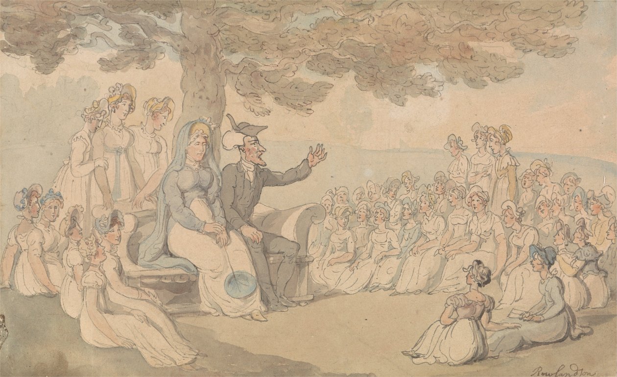 Dr. Syntax besøger en kostskole for unge damer af Thomas Rowlandson