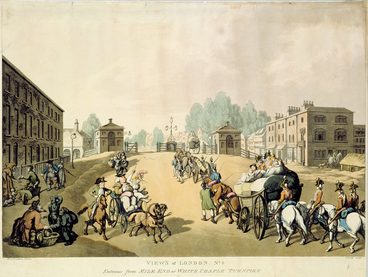 Indgang fra Mile End eller Whitechapel Turnpike af Thomas Rowlandson