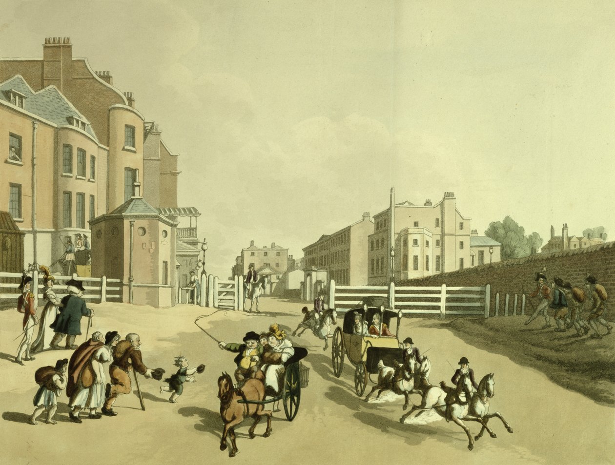 Indgangen til Oxford Street ved Tyburn Turnpike med udsigt over Park Lane, 1798 af Thomas Rowlandson