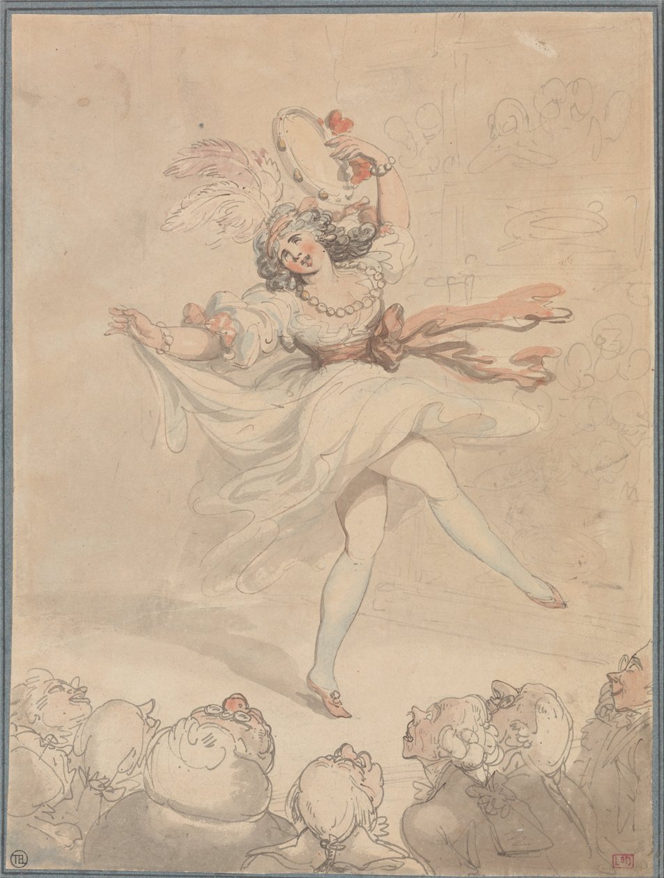 Kvindelig danser med en tamburin af Thomas Rowlandson