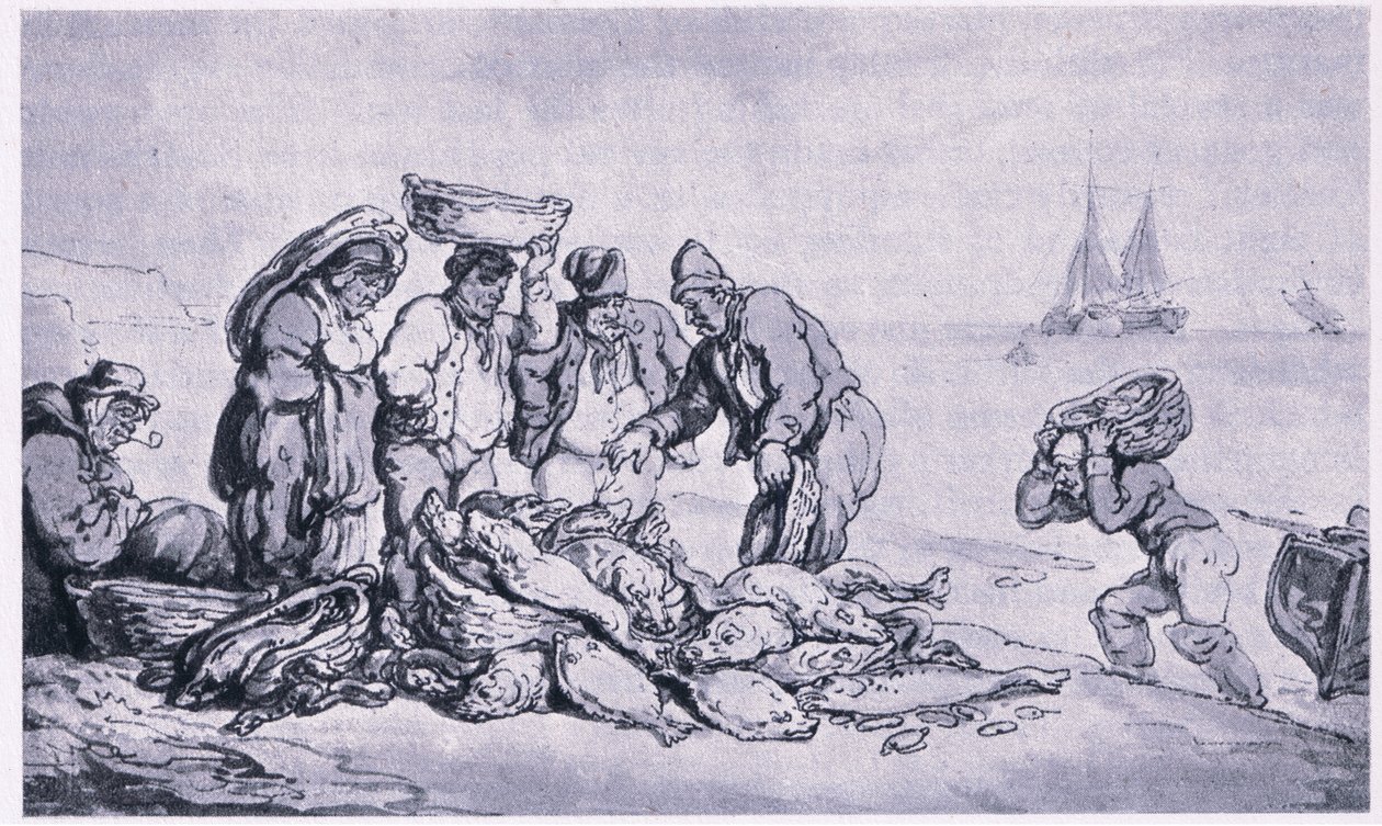 Grimsby: sælger fisk af Thomas Rowlandson