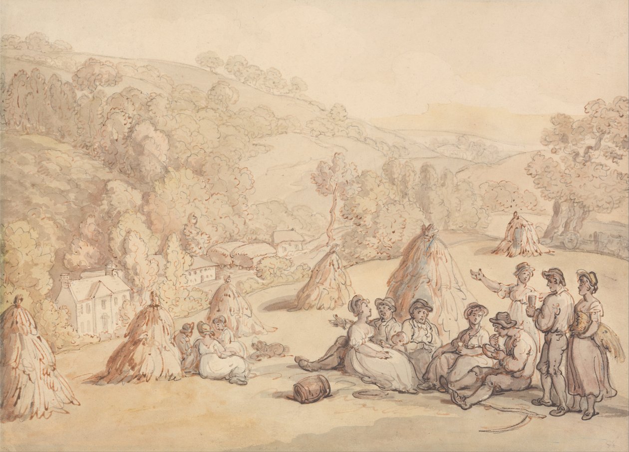 Høstere hviler på en majsmark af Thomas Rowlandson