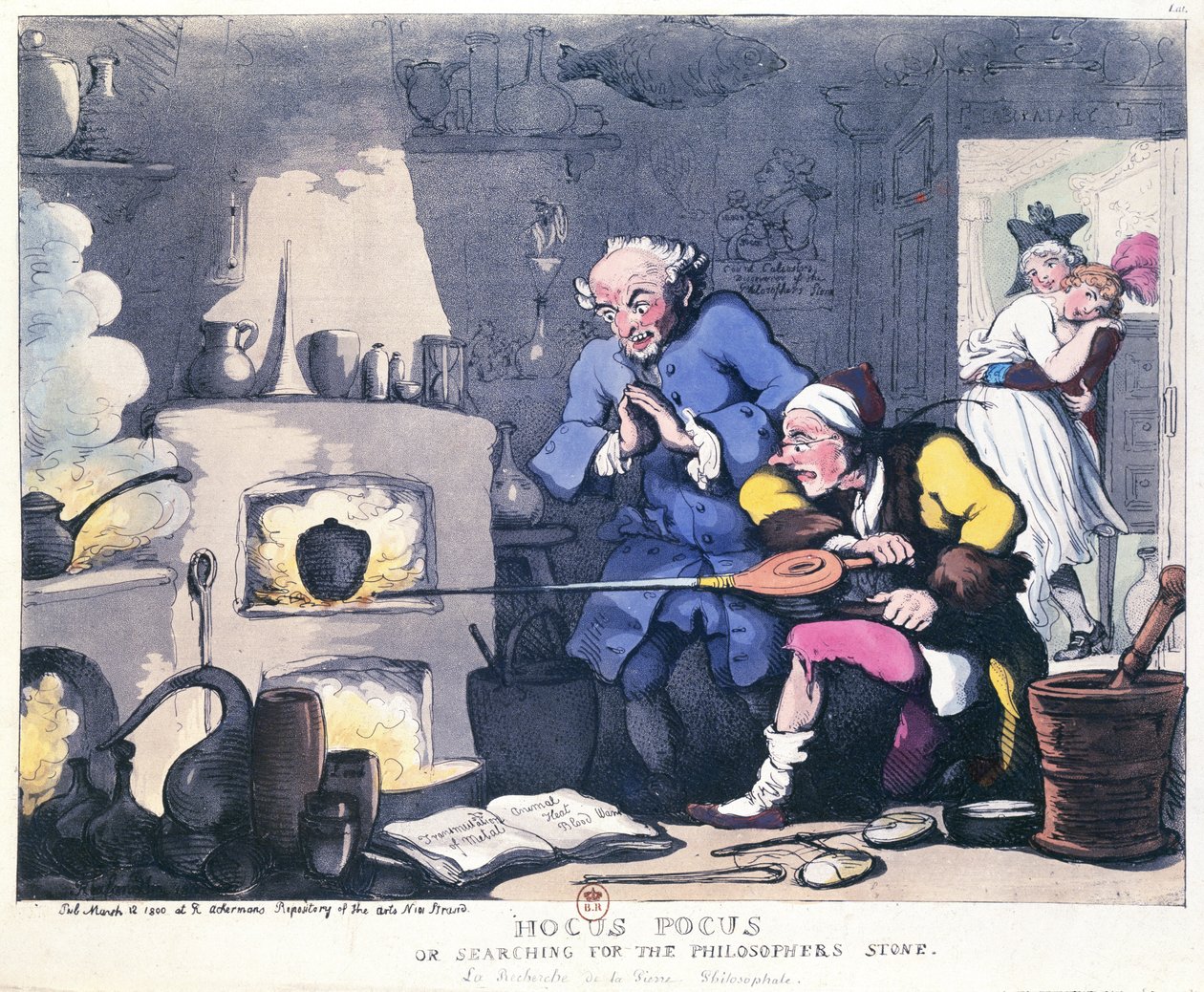 Hocus Pocus or Searching for the Philosophers Stone, udgivet marts 1800 af Thomas Rowlandson