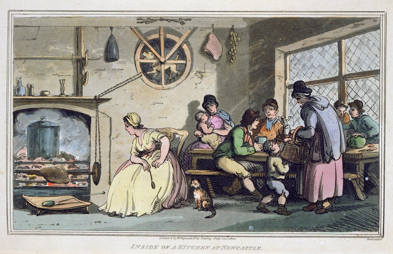 Inside of a Kitchen at Newcastle, udgivet 1800 af Thomas Rowlandson