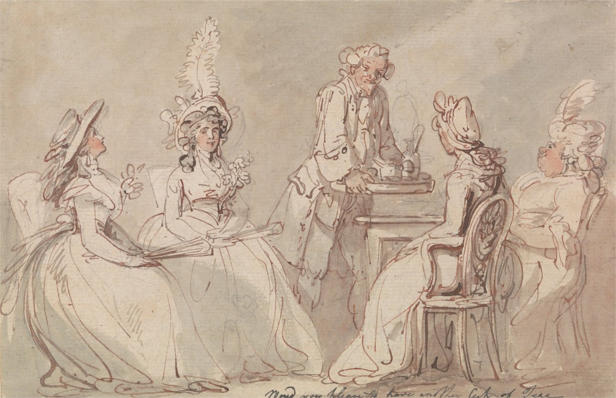 Damer på Tea af Thomas Rowlandson