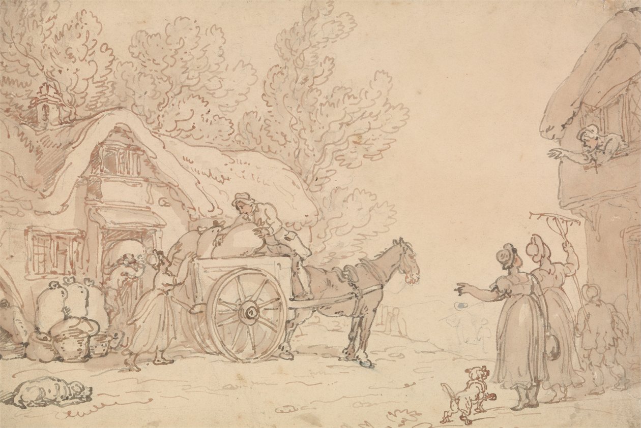 Ilægning af sække i en vogn af Thomas Rowlandson