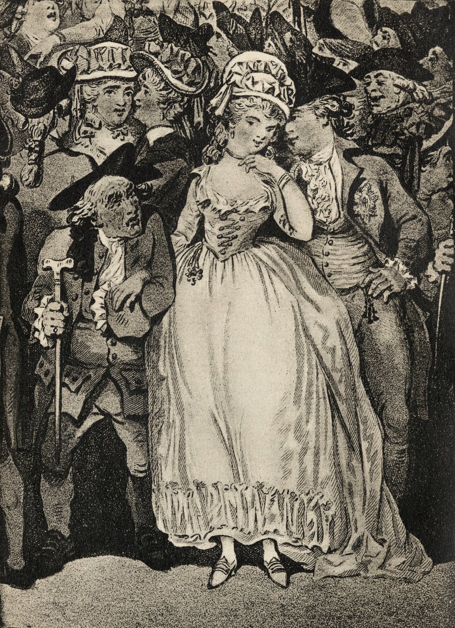 Fru Mary Robinson ledsaget af prinsen af Wales og hendes mand Thomas Robinson af Thomas Rowlandson