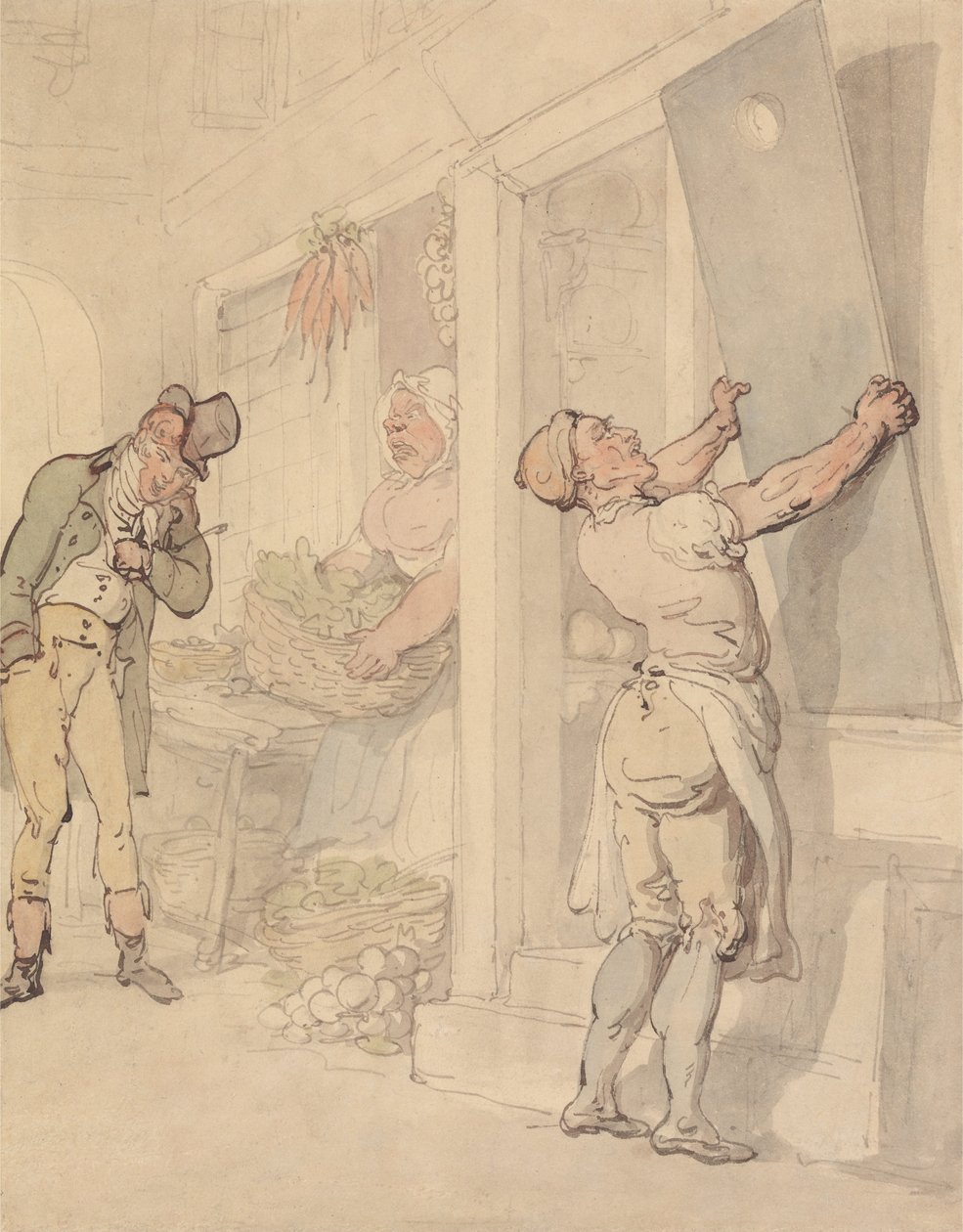 Udenfor grønthandlerbutikken af Thomas Rowlandson