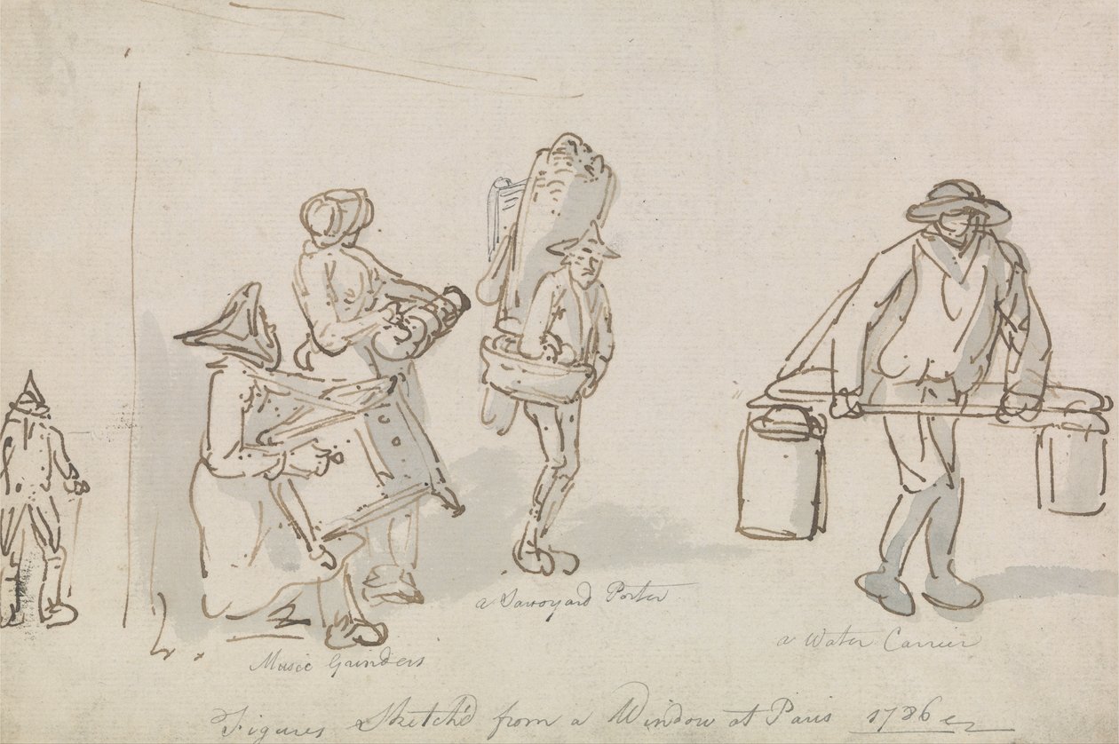 Parisiske gadefigurer af Thomas Rowlandson