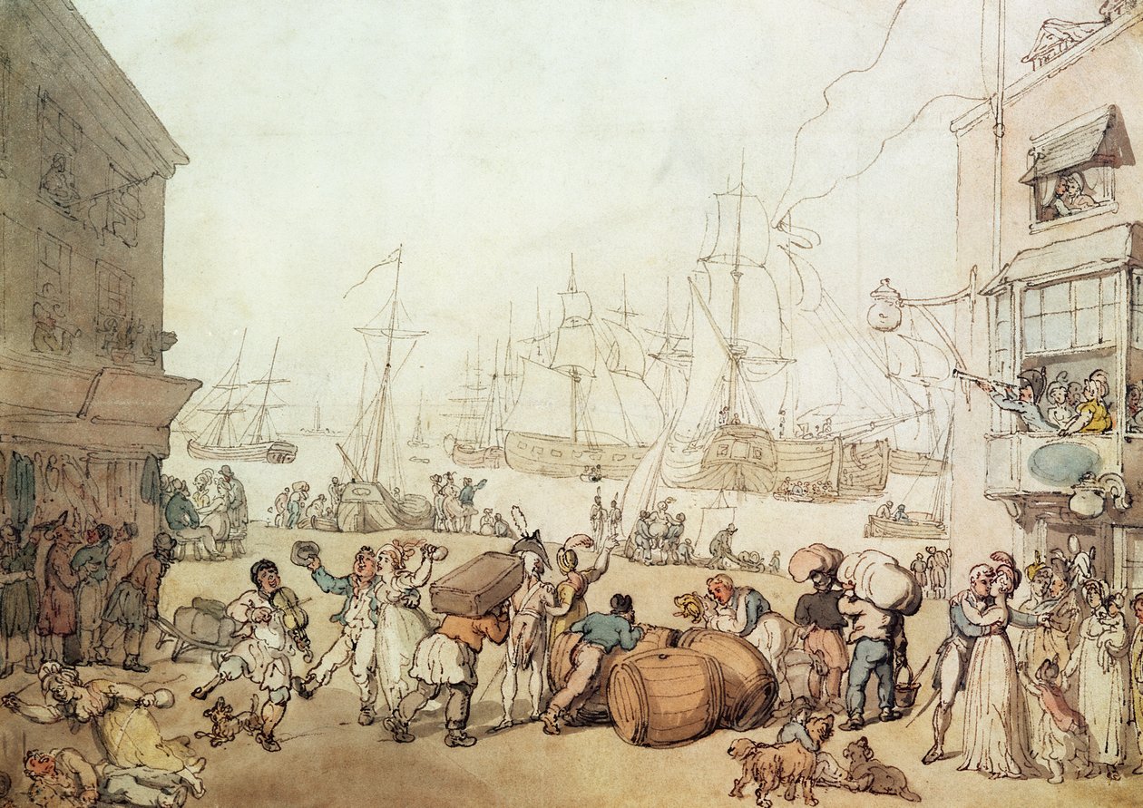Portsmouth Point, 1811 (se også 3421) af Thomas Rowlandson