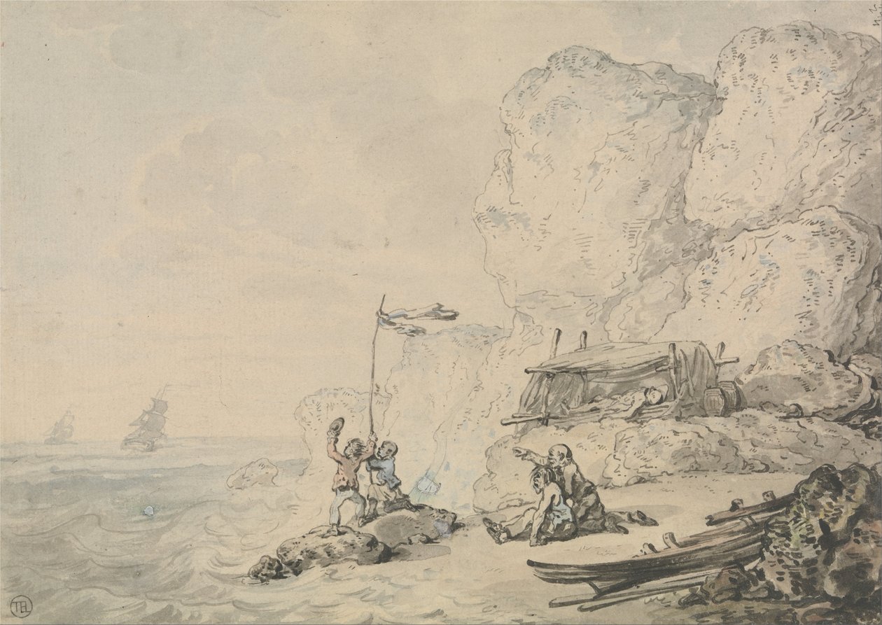 Skibbrudte sømænd af Thomas Rowlandson