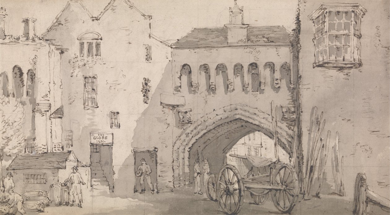Southampton, Watergate og Globe Inn af Thomas Rowlandson