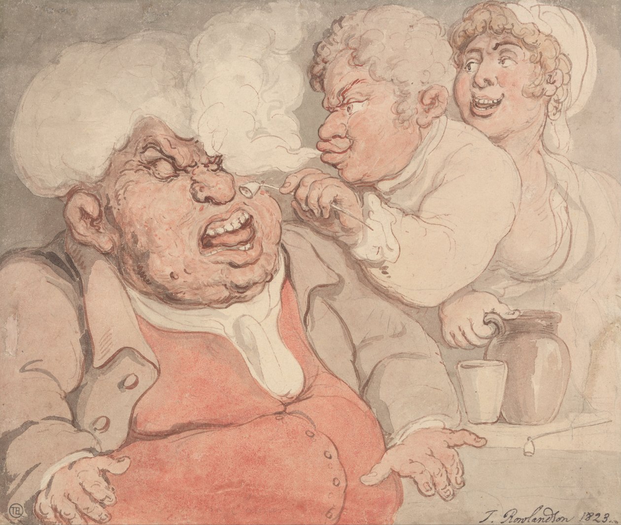 Hån med Røg fra et rør af Thomas Rowlandson