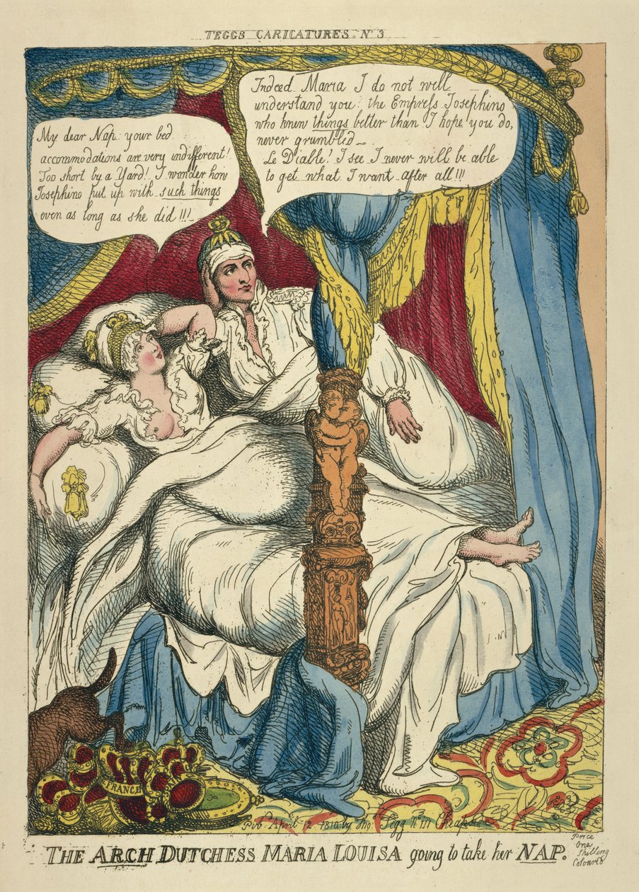 Ærkehertuginden Maria Louisa tager sin NAP, 1810 (håndfarvet radering) af Thomas Rowlandson