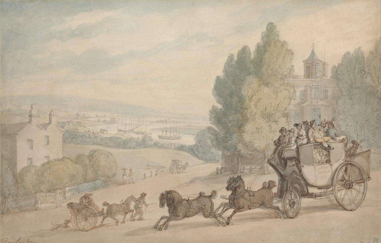 Canterbury-Dover-bussen passerer Vanbrugh Castle af Thomas Rowlandson