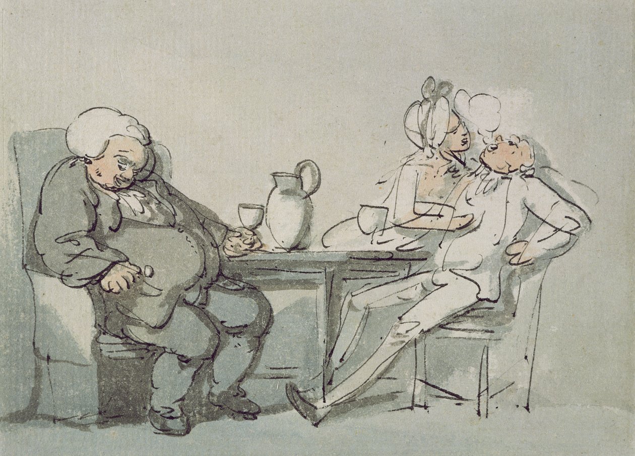 The Doctor Overcame (pen og blæk og wc på papir) af Thomas Rowlandson
