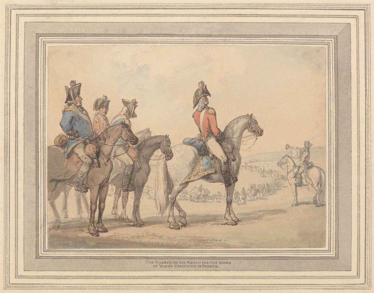 Vagterne i marts til hertugen af Yorks kampagne i Frankrig af Thomas Rowlandson