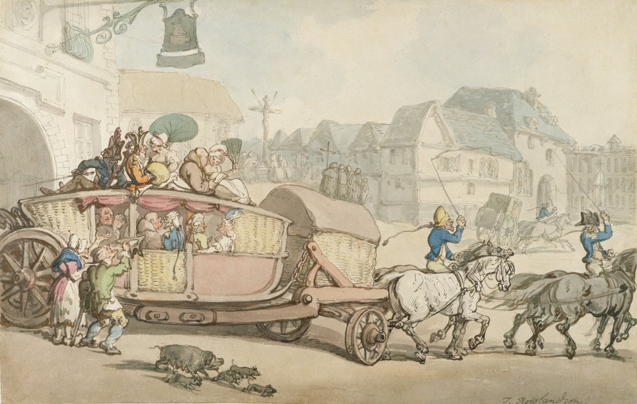 Paris Diligence (pen og blæk og wc på papir) af Thomas Rowlandson
