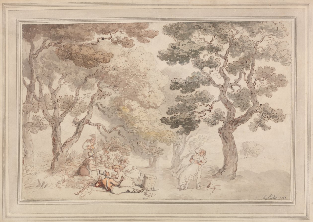 The Picnic (wc på papir) af Thomas Rowlandson