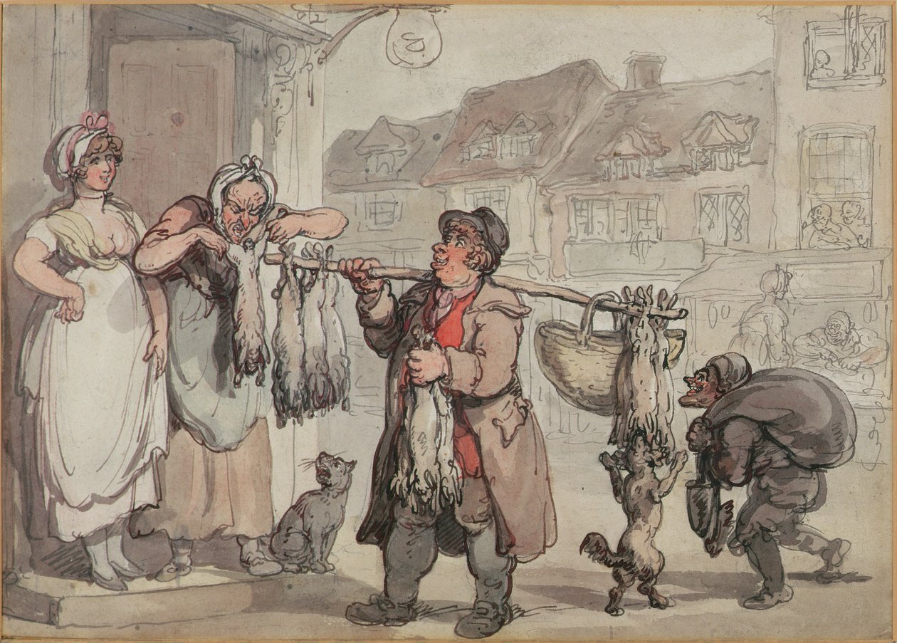 Kaninhandleren (pen, blæk og wc på papir) af Thomas Rowlandson