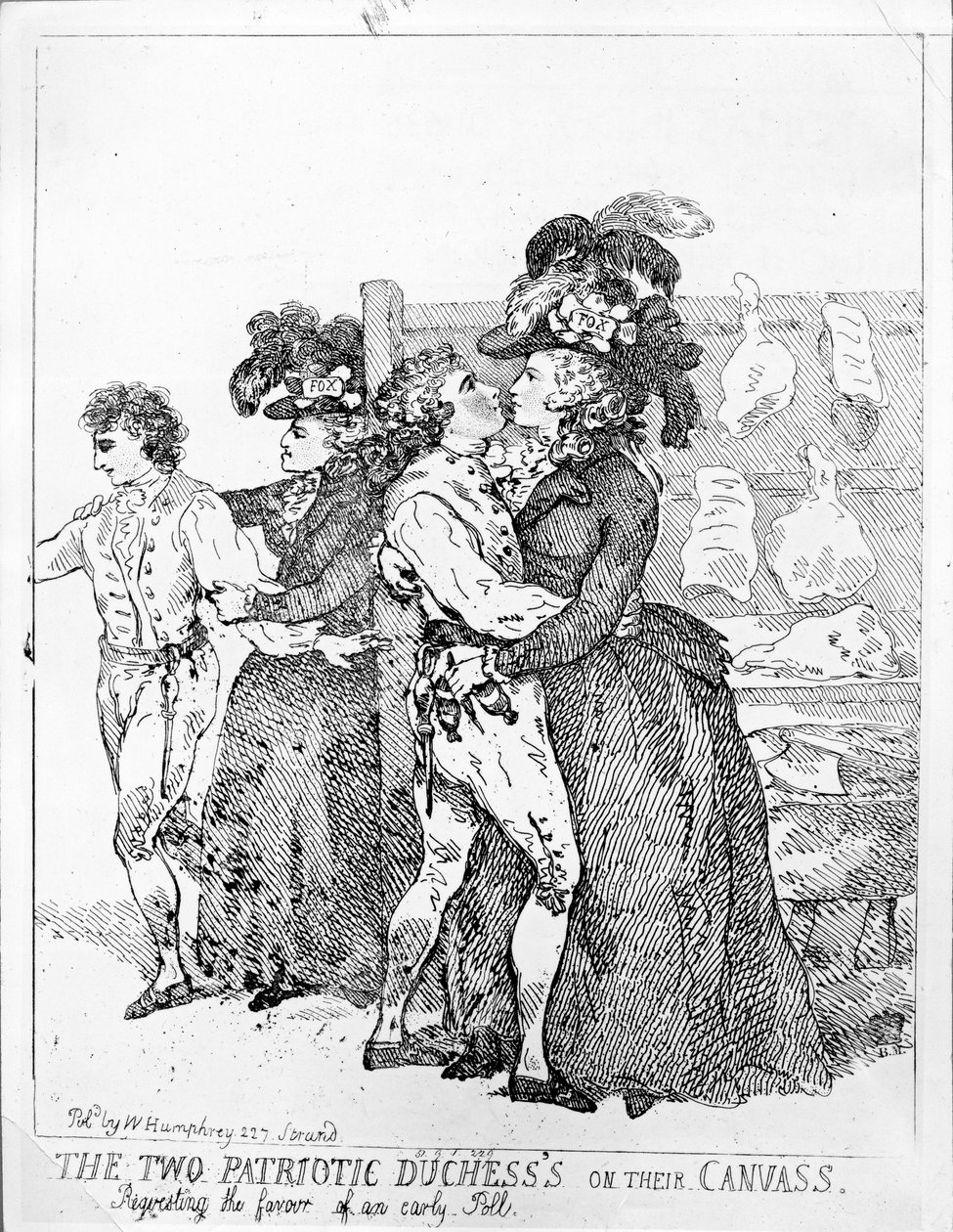 De to patriotiske hertuginder på deres lærred, 1784 af Thomas Rowlandson