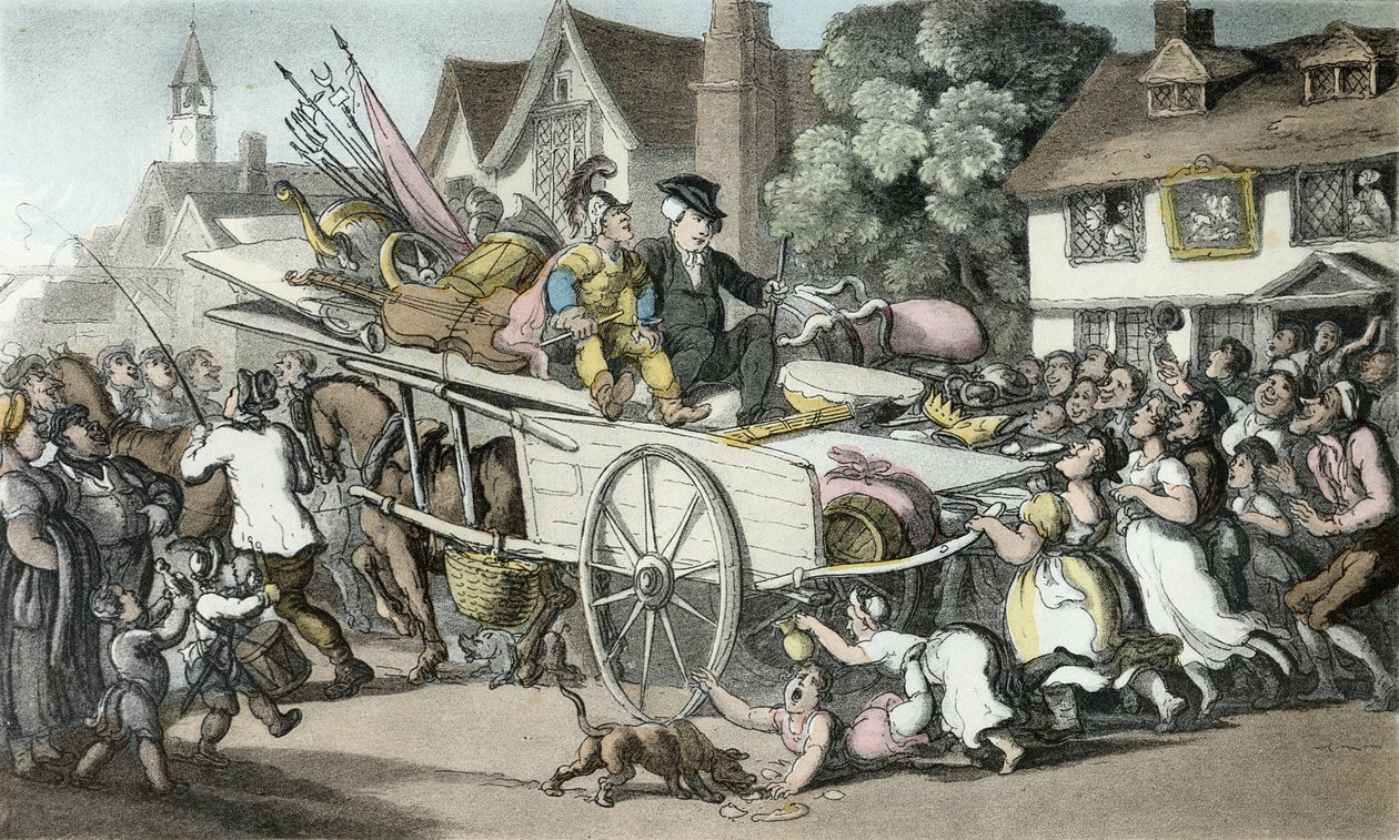 The Vicar in Company with Strolling Players, illustration fra 