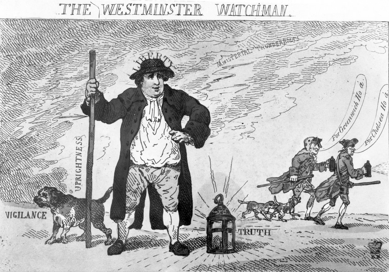 The Westminster Watchman, 1784 af Thomas Rowlandson