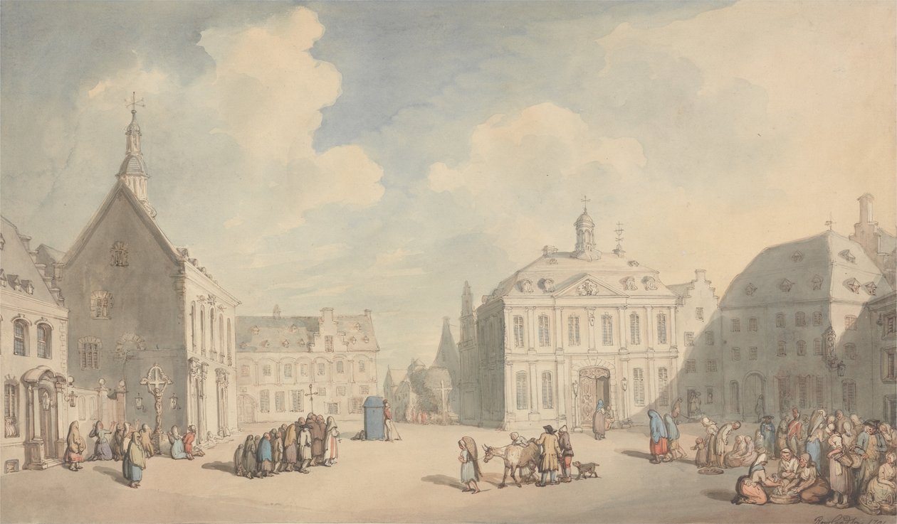 Udsigt over markedspladsen ved Juliers i Westfalen af Thomas Rowlandson