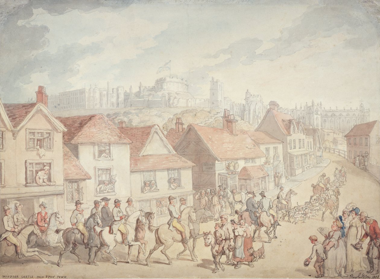 Windsor Castle fra Eton Town, 1800 af Thomas Rowlandson