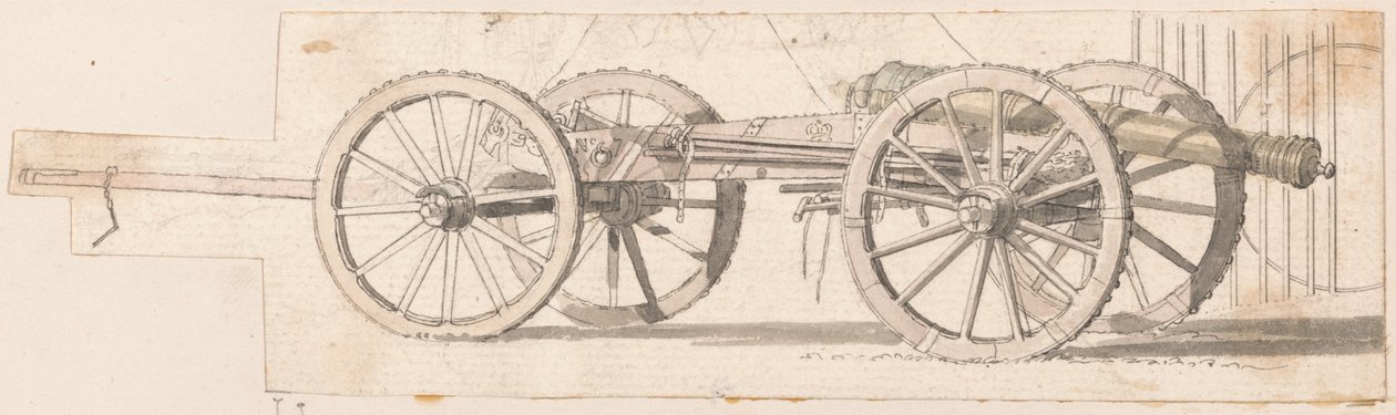 Gun and Limber, nr. 7 (pen og blækvask på papir) af Thomas Sandby