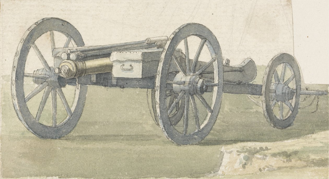 Pistol, ca. 1747 (pen og blæk med wc på papir) af Thomas Sandby