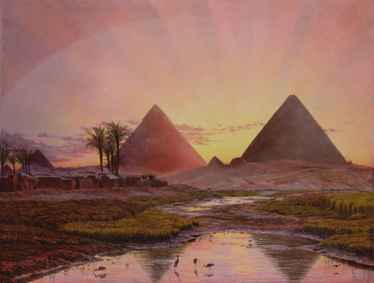 Pyramiderne i Gizeh, 1855 af Thomas Seddon