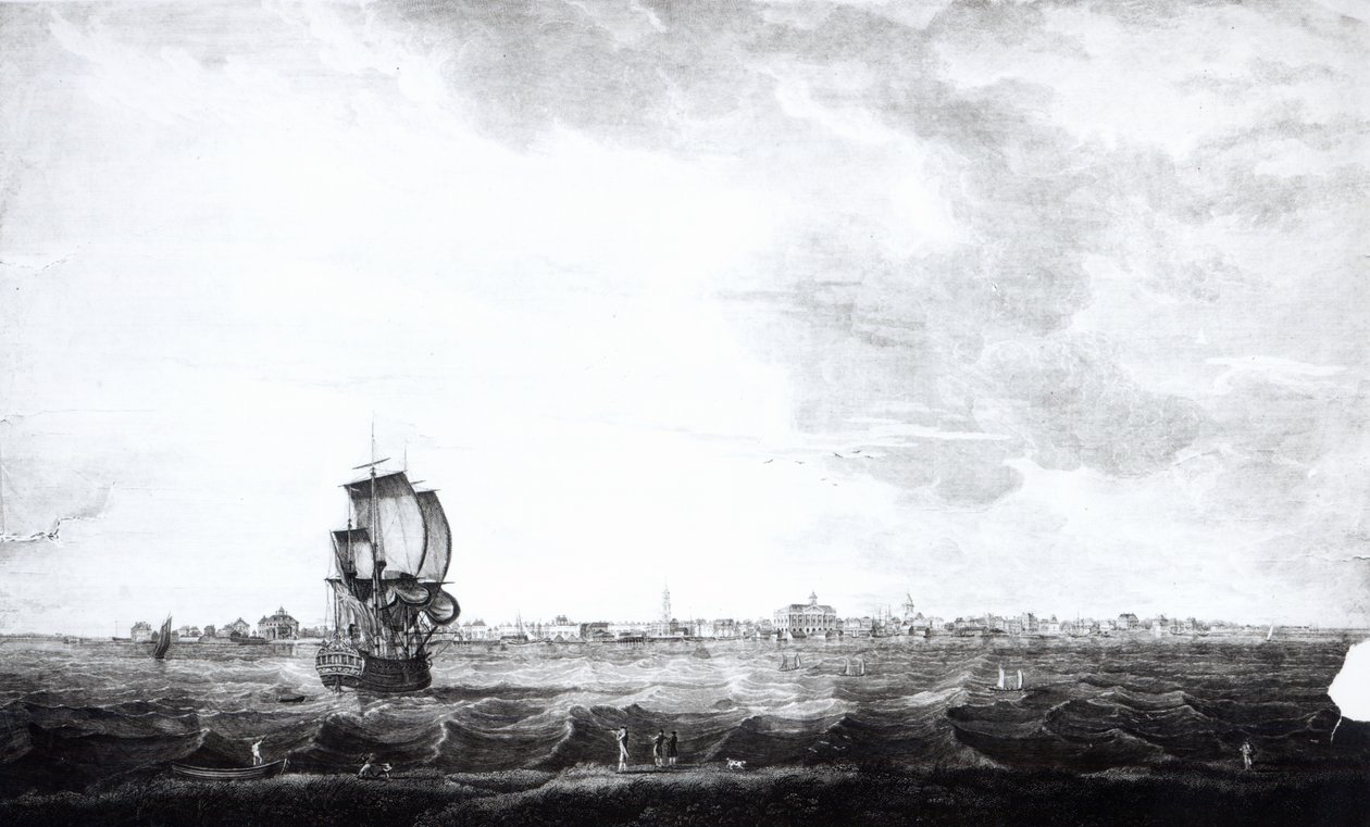 En udsigt over Charles-Town, hovedstaden i South Carolina, indgraveret af Samuel Smith, 1776 af Thomas Seitch